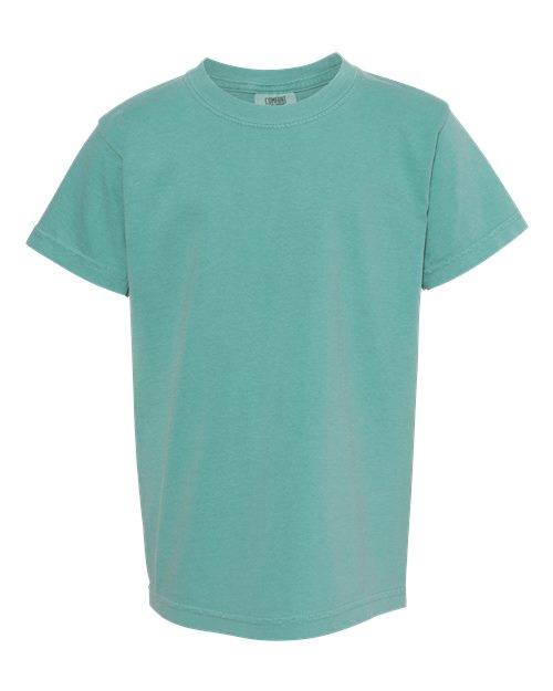Comfort Colors Garment-Dyed Youth Heavyweight T-Shirt 9018 Royal Caribe Custom Embroidered Business Logo