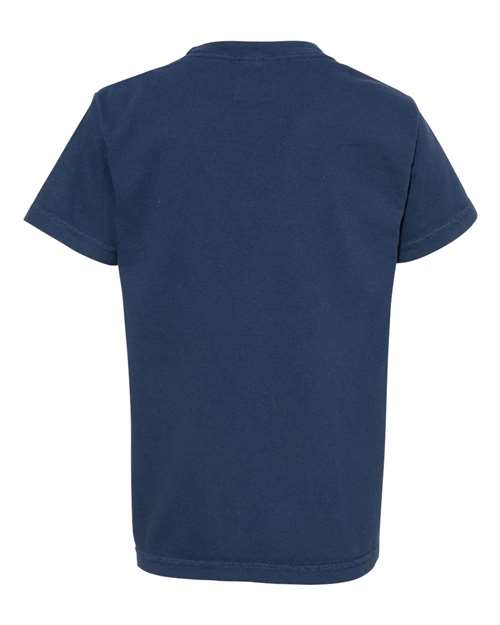 Comfort Colors Garment-Dyed Youth Heavyweight T-Shirt 9018 True Navy Custom Embroidered Business Logo