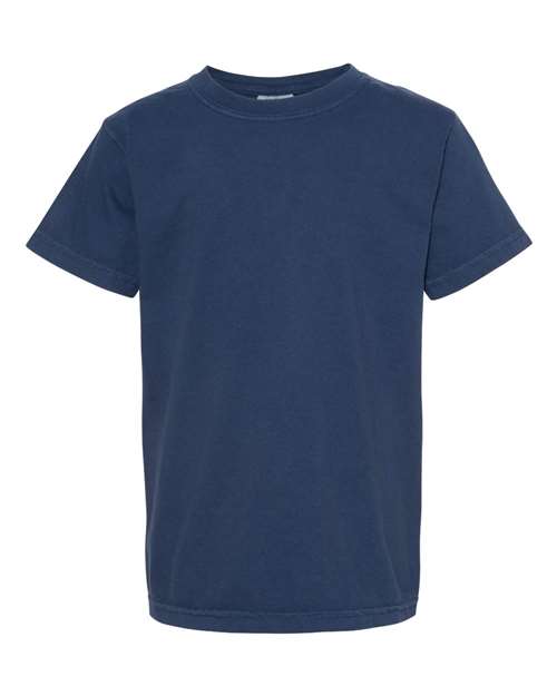 Comfort Colors Garment-Dyed Youth Heavyweight T-Shirt 9018 True Navy Custom Embroidered Business Logo