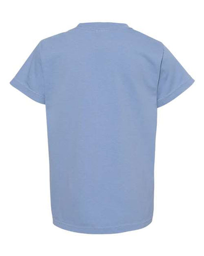 Comfort Colors Garment-Dyed Youth Heavyweight T-Shirt 9018 Washed Denim Custom Embroidered Business Logo