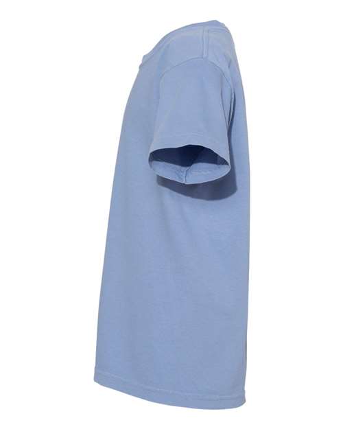 Comfort Colors Garment-Dyed Youth Heavyweight T-Shirt 9018 Washed Denim Custom Embroidered Business Logo