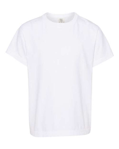 Comfort Colors Garment-Dyed Youth Heavyweight T-Shirt 9018 White Custom Embroidered Business Logo