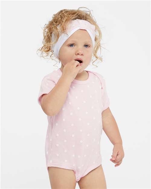 Custom Embroidered  Rabbit Skins Infant Baby Rib Bodysuit 4400 Ballerina/ White Dot