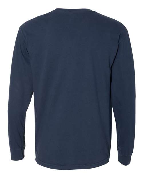 Comfort Colors Garment-Dyed Heavyweight Long Sleeve Pocket T-Shirt 4410 True Navy Custom Embroidered Business Logo