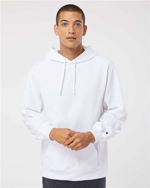 Custom Embroidered  Badger Performance Fleece Hooded Sweatshirt 1454 White