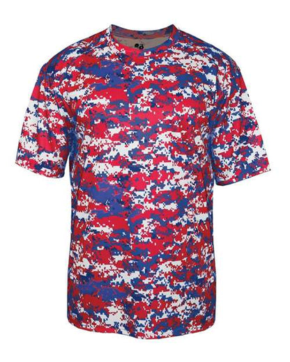 Badger Youth Digital Camo T-Shirt 2180 Red/ Royal Digital