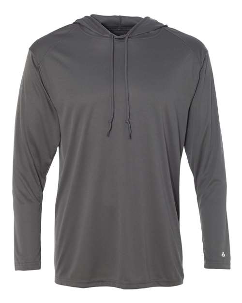Badger B-Core Hooded Long Sleeve T-Shirt 4105 Graphite