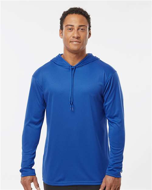 Custom Embroidered  Badger B-Core Hooded Long Sleeve T-Shirt 4105 Royal