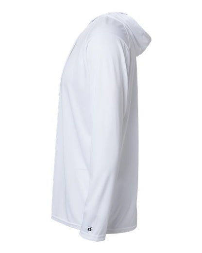 Badger B-Core Hooded Long Sleeve T-Shirt 4105 White