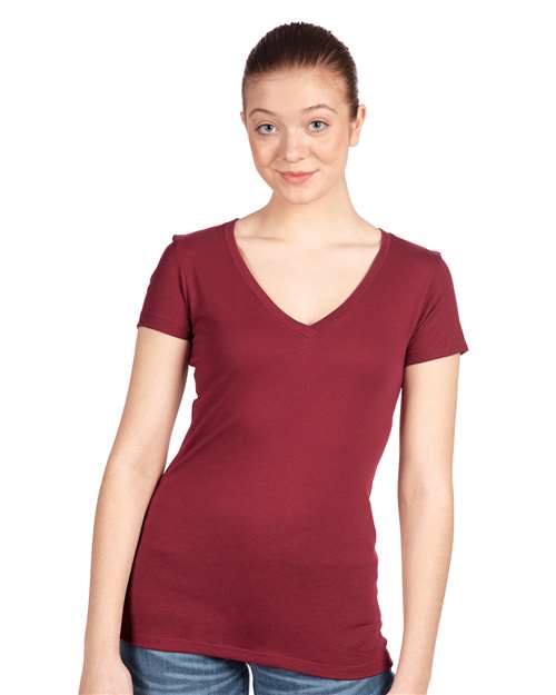 Custom Embroidered  Next Level Women's Ideal V-Neck T-Shirt 1540 Cardinal