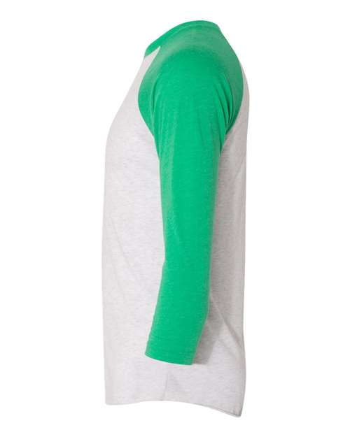 Next Level Triblend Three-Quarter Raglan T-Shirt 6051 Envy Sleeves/ Heather White Body