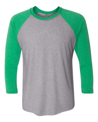 Next Level Triblend Three-Quarter Raglan T-Shirt 6051 Envy Sleeves/ Premium Heather Body
