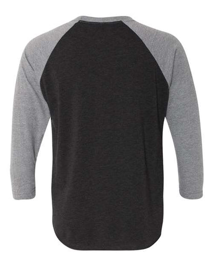 Next Level Triblend Three-Quarter Raglan T-Shirt 6051 Premium Heather Sleeves/ Vintage Black Body