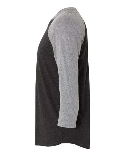 Next Level Triblend Three-Quarter Raglan T-Shirt 6051 Premium Heather Sleeves/ Vintage Black Body
