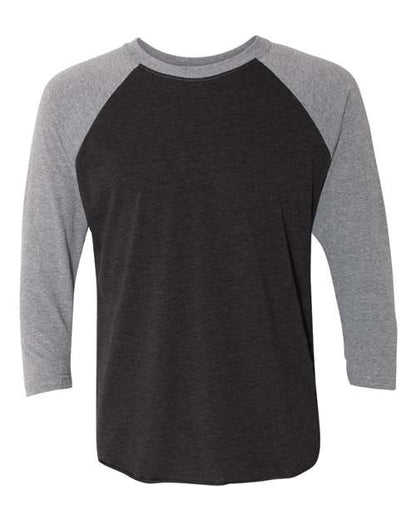Next Level Triblend Three-Quarter Raglan T-Shirt 6051 Premium Heather Sleeves/ Vintage Black Body