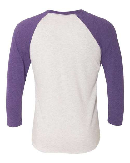 Next Level Triblend Three-Quarter Raglan T-Shirt 6051 Purple Rush Sleeves/ Heather White Body