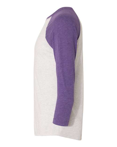 Next Level Triblend Three-Quarter Raglan T-Shirt 6051 Purple Rush Sleeves/ Heather White Body
