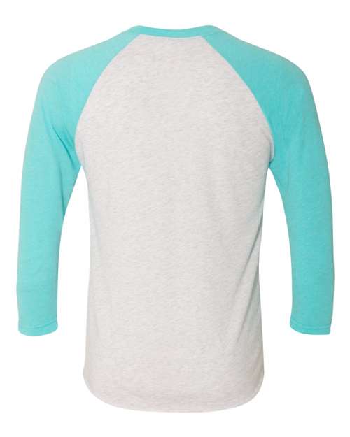Next Level Triblend Three-Quarter Raglan T-Shirt 6051 Tahiti Blue Sleeves/ Heather White Body