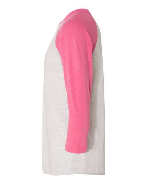 Next Level Triblend Three-Quarter Raglan T-Shirt 6051 Vintage Pink Sleeves/ Heather White Body