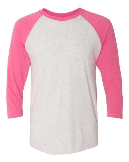 Next Level Triblend Three-Quarter Raglan T-Shirt 6051 Vintage Pink Sleeves/ Heather White Body