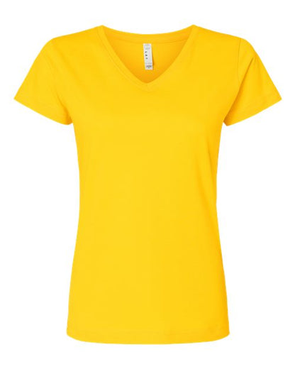 LAT Women's Fine Jersey V-Neck Tee 3507 Yellow