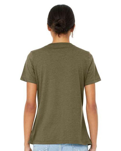 BELLA + CANVAS Women's Relaxed Heather CVC V-Neck Tee 6405CVC Custom Embroidered Business Logo