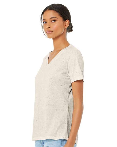 BELLA + CANVAS Women's Relaxed Triblend Short Sleeve V-Neck Tee 6415 Custom Embroidered Business Logo