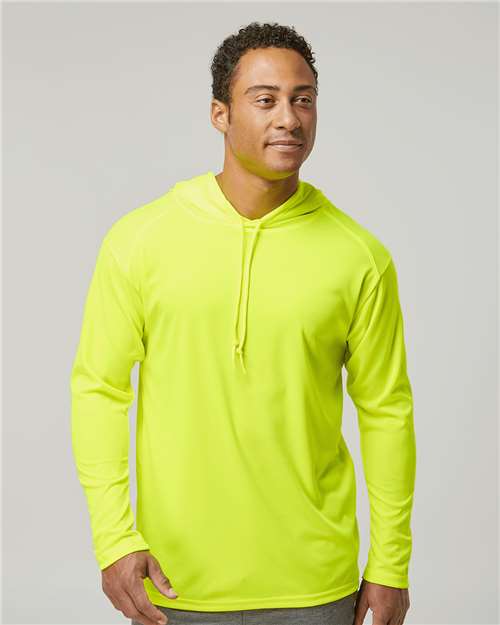 Custom Embroidered  Badger B-Core Hooded Long Sleeve T-Shirt 4105 Safety Yellow