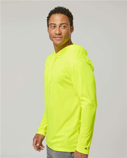 Badger B-Core Hooded Long Sleeve T-Shirt 4105 Safety Yellow