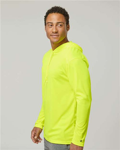 Badger B-Core Hooded Long Sleeve T-Shirt 4105 Safety Yellow