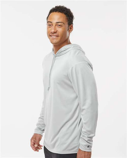 Badger B-Core Hooded Long Sleeve T-Shirt 4105 Silver