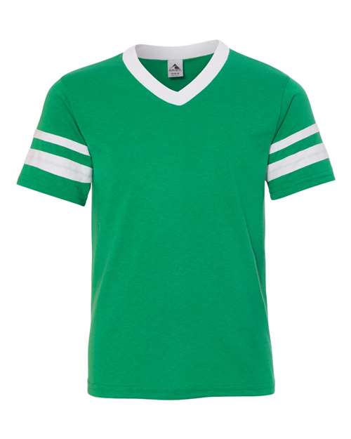 Augusta Sportswear Youth V-Neck Jersey with Striped Sleeves 361