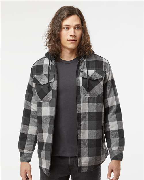 Custom Embroidered  Burnside Quilted Flannel Hooded Jacket 8620  