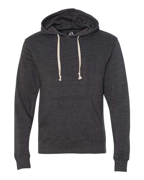 J. America Triblend Fleece Hooded Sweatshirt 8871 Black Triblend