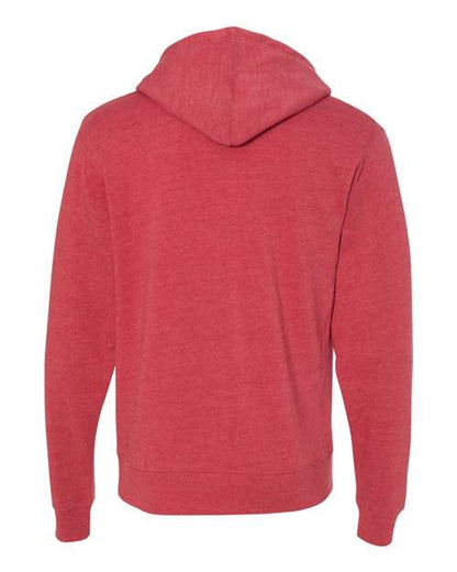 J. America Triblend Fleece Hooded Sweatshirt 8871 Red Triblend