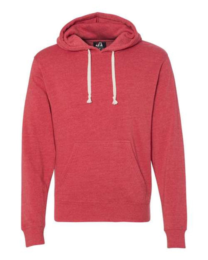 J. America Triblend Fleece Hooded Sweatshirt 8871 Red Triblend