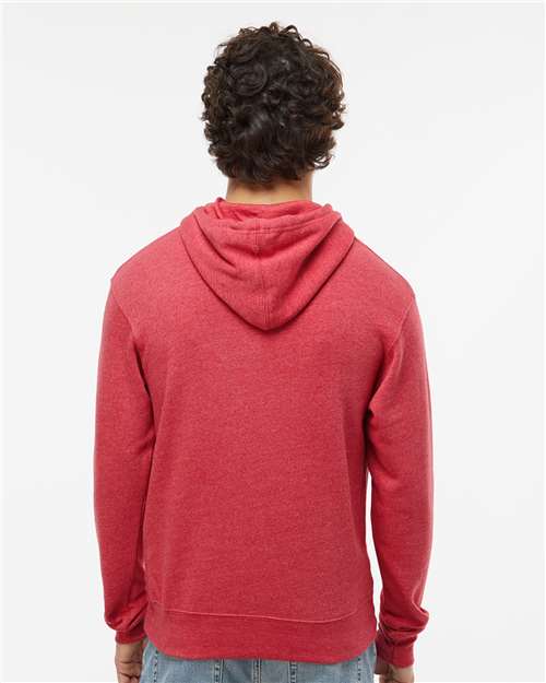 J. America Triblend Fleece Hooded Sweatshirt 8871 Red Triblend