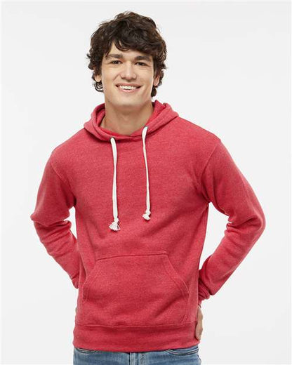 Custom Embroidered  J. America Triblend Fleece Hooded Sweatshirt 8871 Red Triblend
