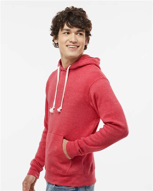 J. America Triblend Fleece Hooded Sweatshirt 8871 Red Triblend
