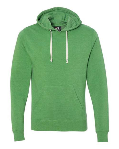 J. America Triblend Fleece Hooded Sweatshirt 8871 Green Triblend
