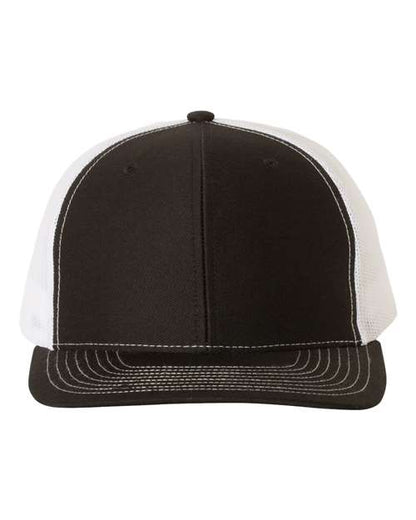 Richardson Snapback Trucker Cap 112 Black/ White Custom Embroidered Business Logo