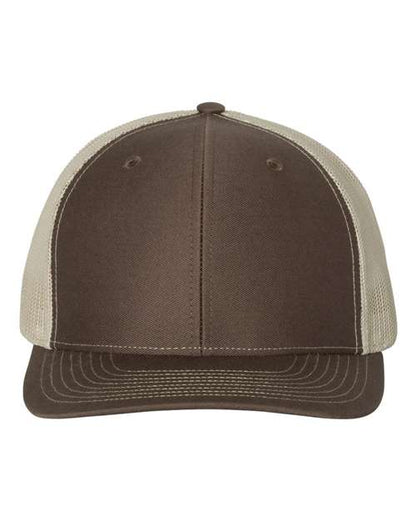 Richardson Snapback Trucker Cap 112 Brown/ Khaki Custom Embroidered Business Logo