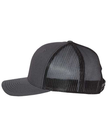 Richardson Snapback Trucker Cap 112 Charcoal/ Black Custom Embroidered Business Logo