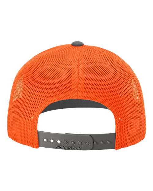 Richardson Snapback Trucker Cap 112 Charcoal/ Neon Orange Custom Embroidered Business Logo