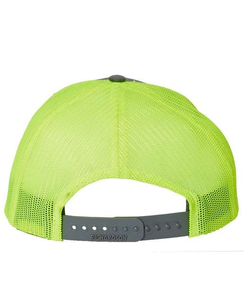 Richardson Snapback Trucker Cap 112 Charcoal/ Neon Yellow Custom Embroidered Business Logo