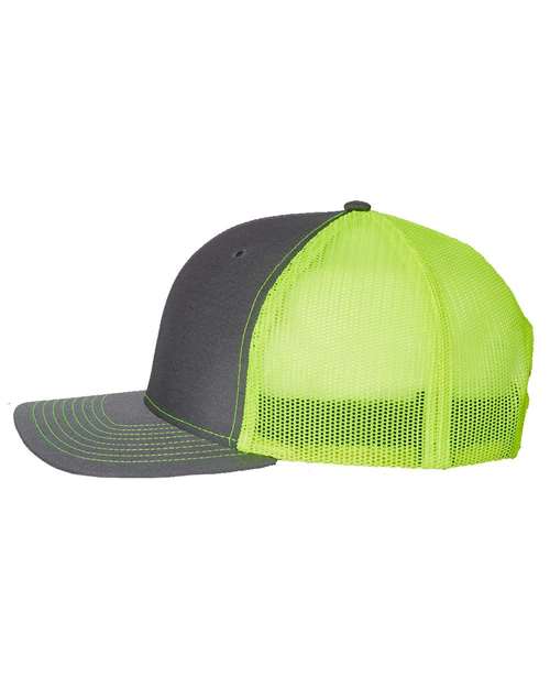 Richardson Snapback Trucker Cap 112 Charcoal/ Neon Yellow Custom Embroidered Business Logo