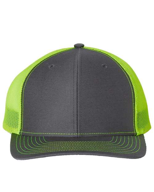 Richardson Snapback Trucker Cap 112 Charcoal/ Neon Yellow Custom Embroidered Business Logo