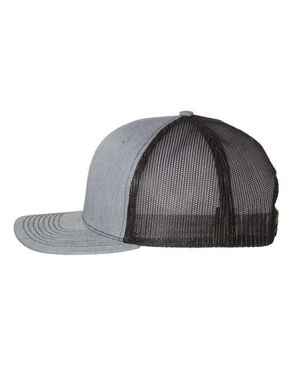 Richardson Snapback Trucker Cap 112 Heather Grey/ Black Custom Embroidered Business Logo