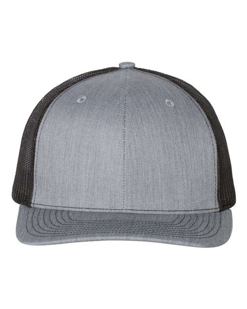 Richardson Snapback Trucker Cap 112 Heather Grey/ Black Custom Embroidered Business Logo