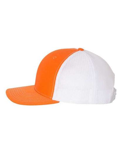 Richardson Snapback Trucker Cap 112 Orange/ White Custom Embroidered Business Logo